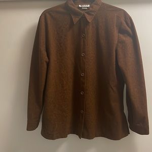 Western connection crocodile print brown Button down cowboy shirt